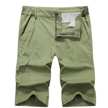 Летние карго 30~ 42 шорты милитари хлопок бренд зеленый сплошной цвет прямые мужские шорты пляжные хлопковые мужские повседневные шорты