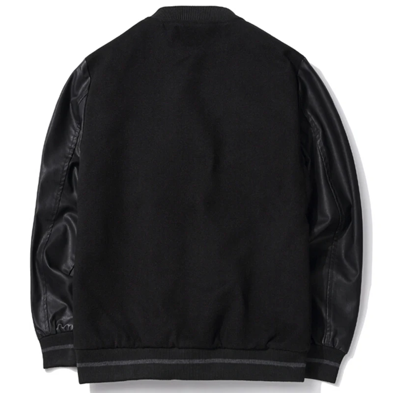 Мужская кожаная куртка с коротким рукавом размеры до 6XL|baseball jacket leather sleeves|jacket