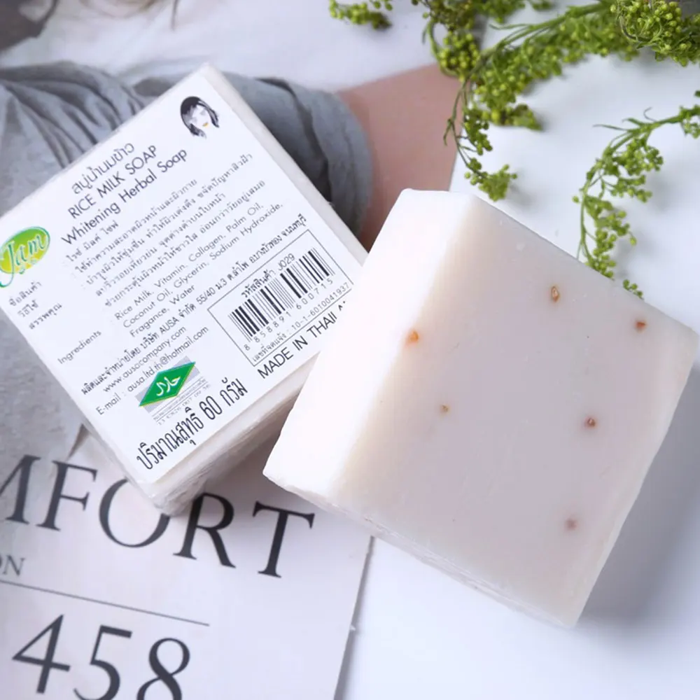 

60g Handmake Soap Collagen Vitamin Skin Whitening Bathing Tool Rice Milk Face Soap Bleaching Agents Acne Soap Jasmine Rice Soap