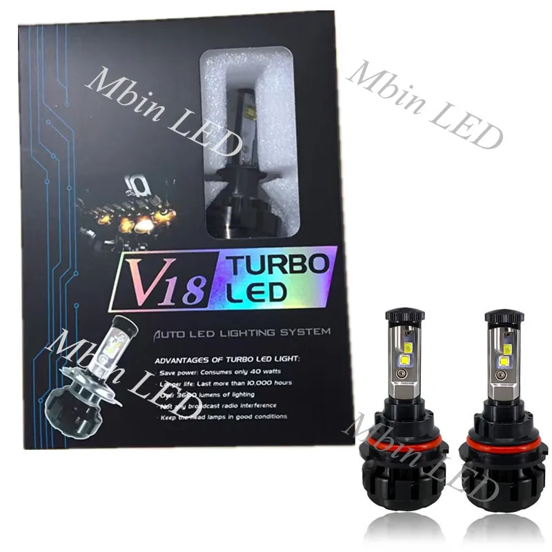 Новинка V18 турбо двойной луч H4/HB2/9003/9004/HB1/HB5/H13 40 Вт чипы для 4000LM светодиодная лампа