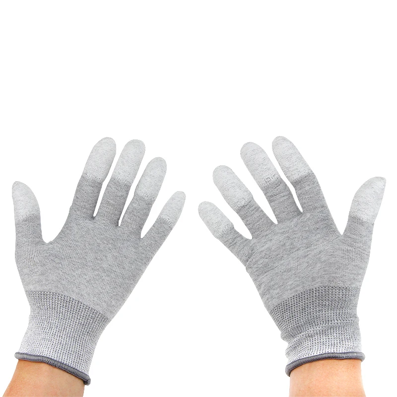 UANME 1 пара антистатические безопасные перчатки антистатические противоскользящие ПУ палец верхнее покрытие для электронных ремонтных работ
