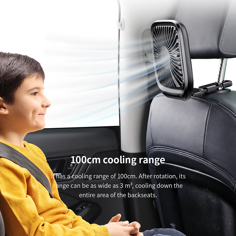 Baseus 3 Speed USB Cooling Fan Silent Small Fan For Car Backseats Air Conditioner Mini USB 3