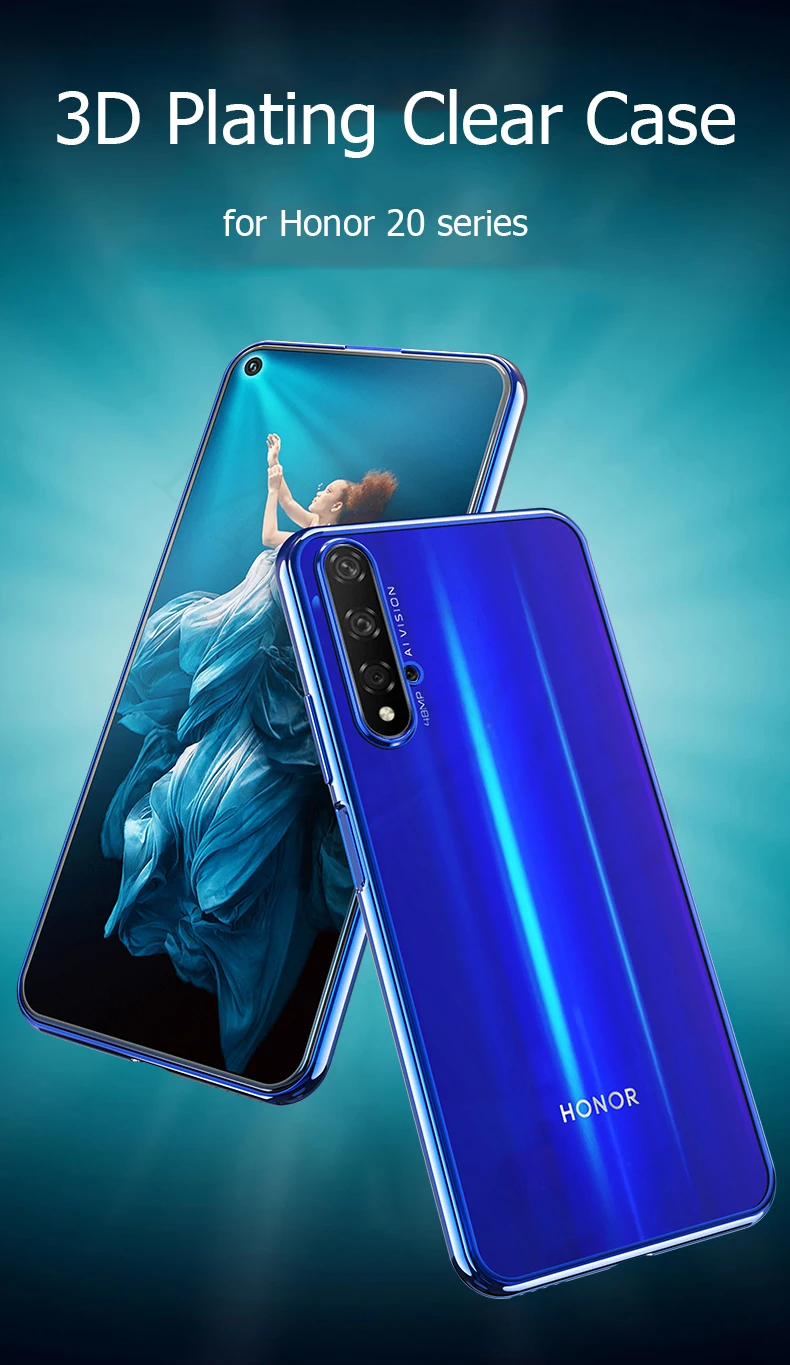 Для huawei Honor 20 Pro Чехол 3D Лазерное покрытие Роскошный чехол из мягкого ТПУ прозрачный чехол для huawei Honor 20 Lite 20s Яркий Кристальный чехол для телефона