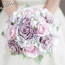 IFFO на заказ в руках невесты цветок Свадебный букет невесты грудь цветок розовая роза с лепестками зеленый лист капля дрель DIY Декор