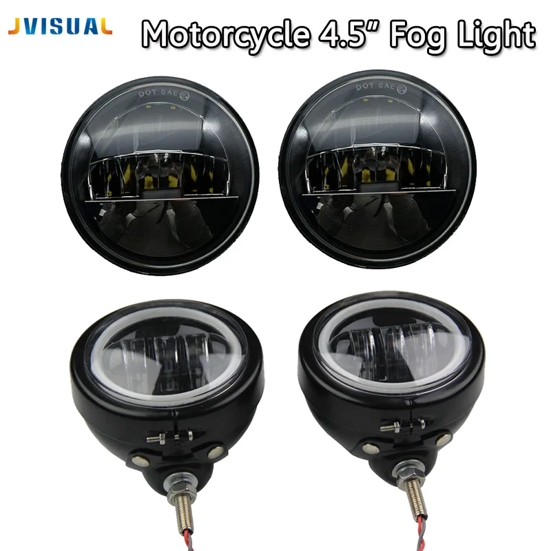 

4.5" LED Fog Light Bulb 30W led Chrome/Black Fog Lamp/Bracket/Ring 4.5 inch Motorcycle Replacement For Harley Davi