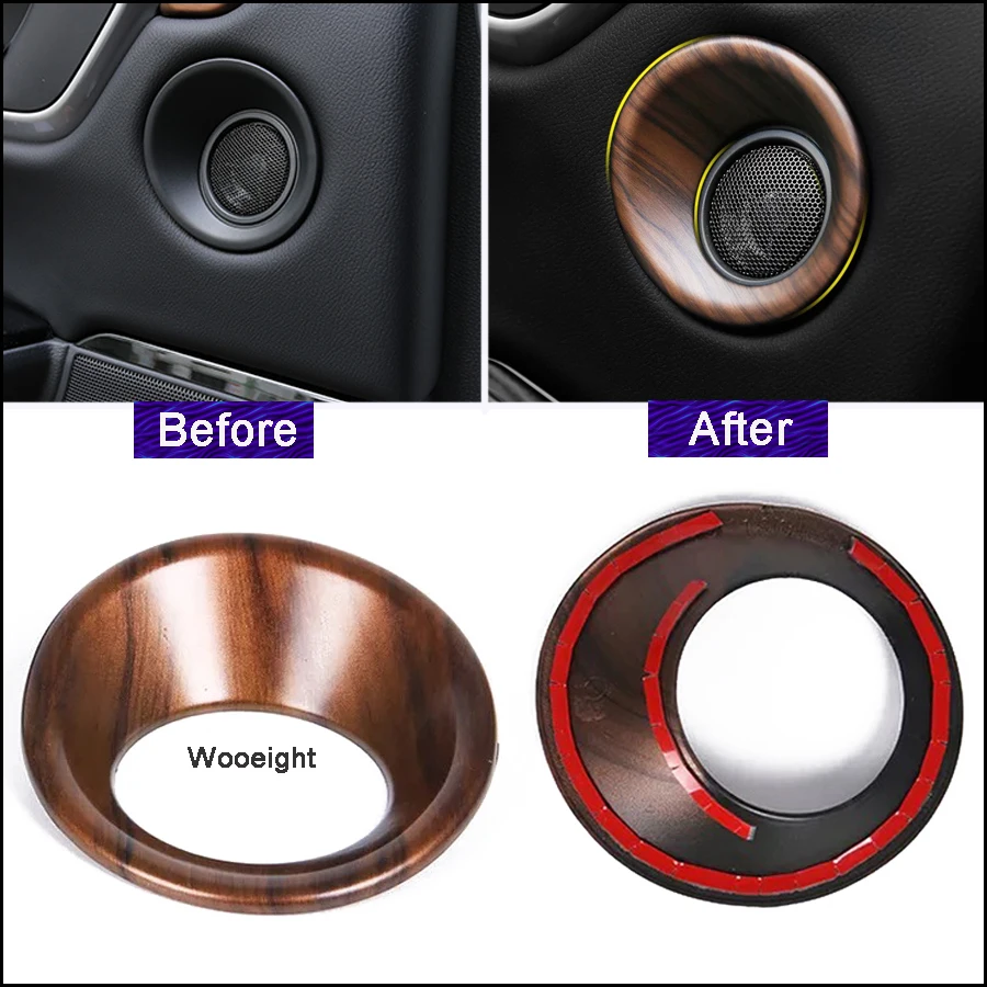2Pcs ABS Plastic Peach Wood Rear Door Speaker Cover Trim Ring Frame Car Styling Stickers For Honda CRV CR-V 2017 2018 (4)