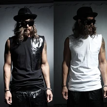 M-XXL! мужская одежда мода DS DJ без рукавов Панк Личность жилет Базовая рубашка танцевальная певица костюмы