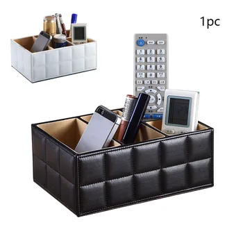 

Holder Stationery Desk Organizer Office Durable Storage Box Cosmetics Fashion Remote Control Smartphones Makeup PU Leather Home