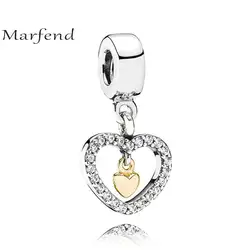 Marfend Мода стерлингового серебра 925 навсегда в сердце 14 К к Золото Шарм бисера Fit оригинальный бренд браслет и цепочки ожерелья DIY ювелирных