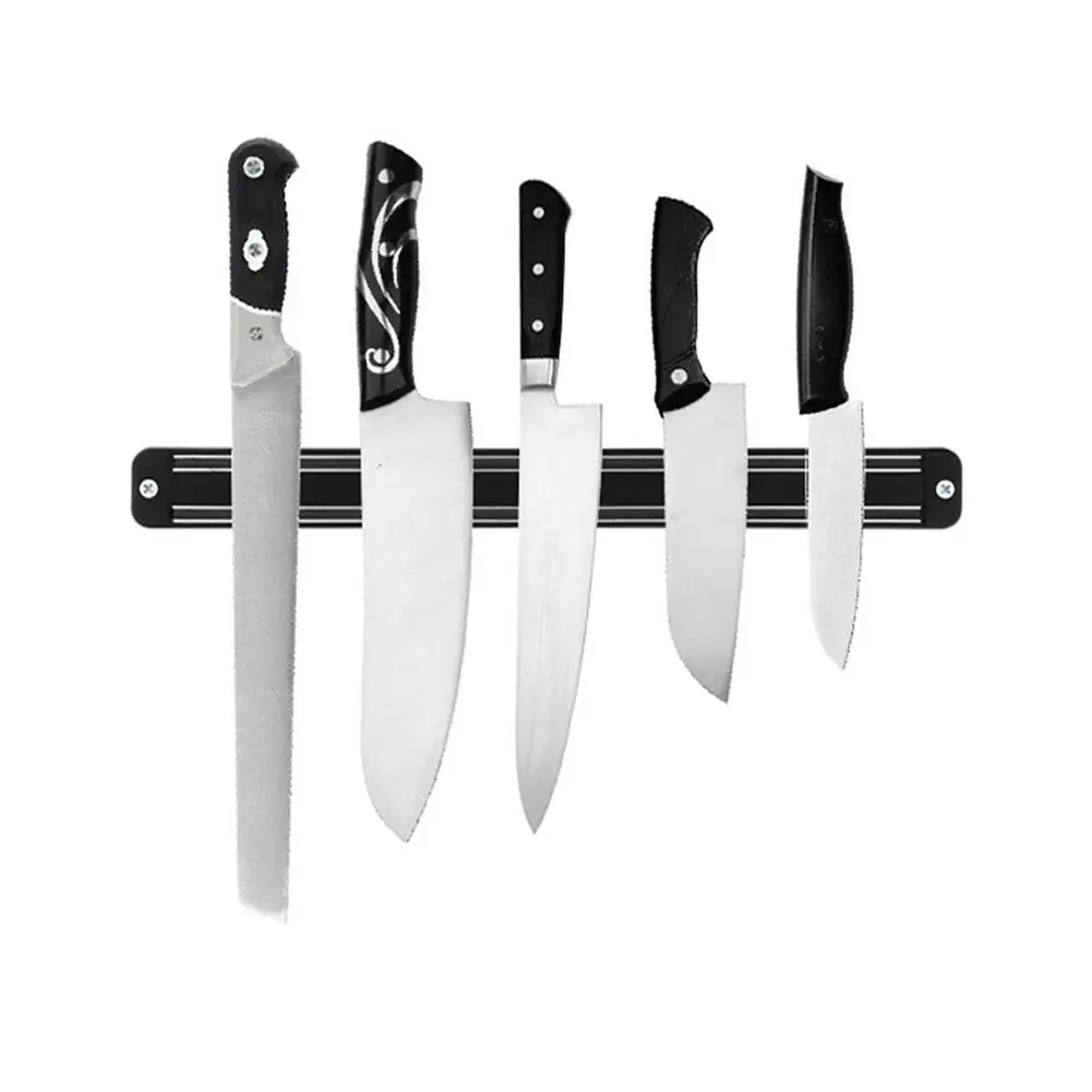 Магнитный держатель для ножей без крючка, настенное крепление, Черный ABS Placstic Block, магнитный держатель для ножей, металлическая опора для ножей