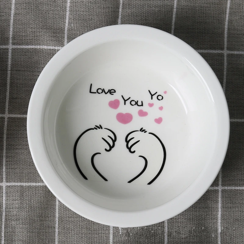 Ceramic Bowl Pet Food Supplies Cute Cat Bowl Water Basin Dog Pot Pet Drinking Eat Bowl Round Ceramic Bowl Feeders Pet Supplies