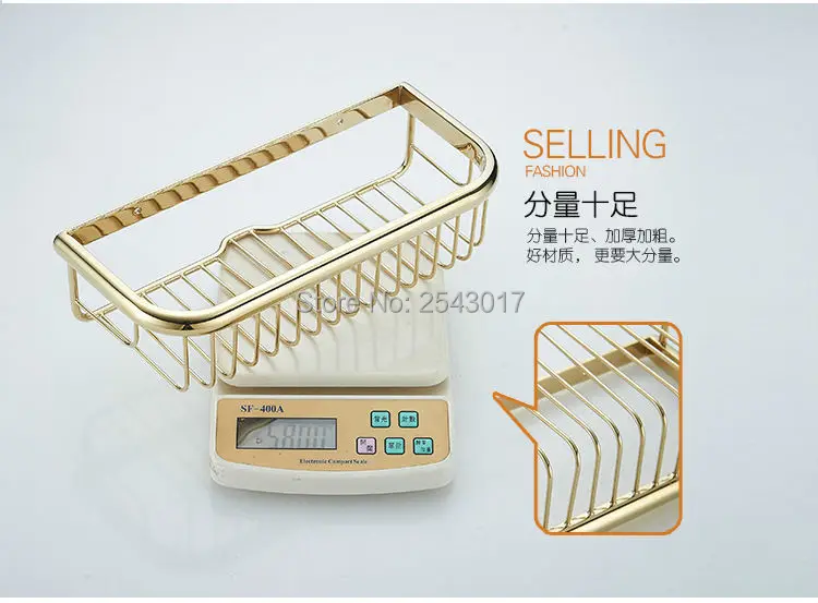 Золотая отделка полка для ванной комнаты прикрепляемый к стене медный латунный роскошный душ для ванной полка для шампуня корзина хранения 30 см ZR2507