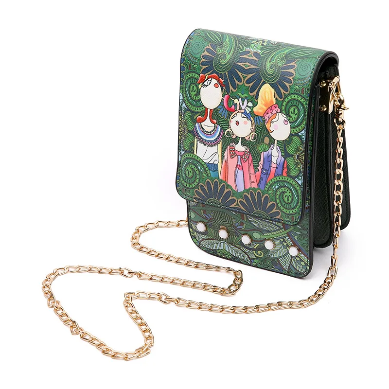 

Fashion Famous Designer Small Women Forest Print Handbags Vintage Leather Shoulder Bag Chain Clutch Bags Messenger Bag 2019