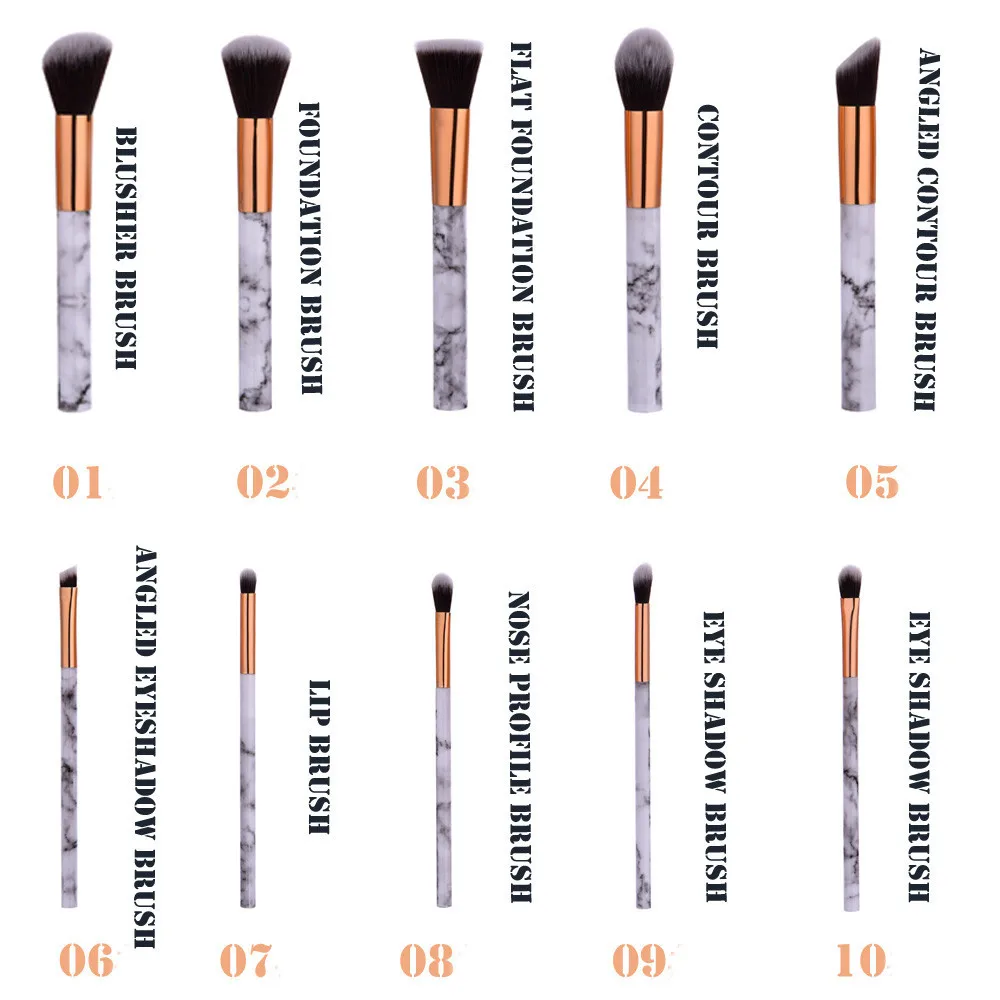 501 New Fashion Marble Makeup Brush Set Professional Face Eye Shadow Eyeliner Foundation Makeup Brushes Tool Freeship