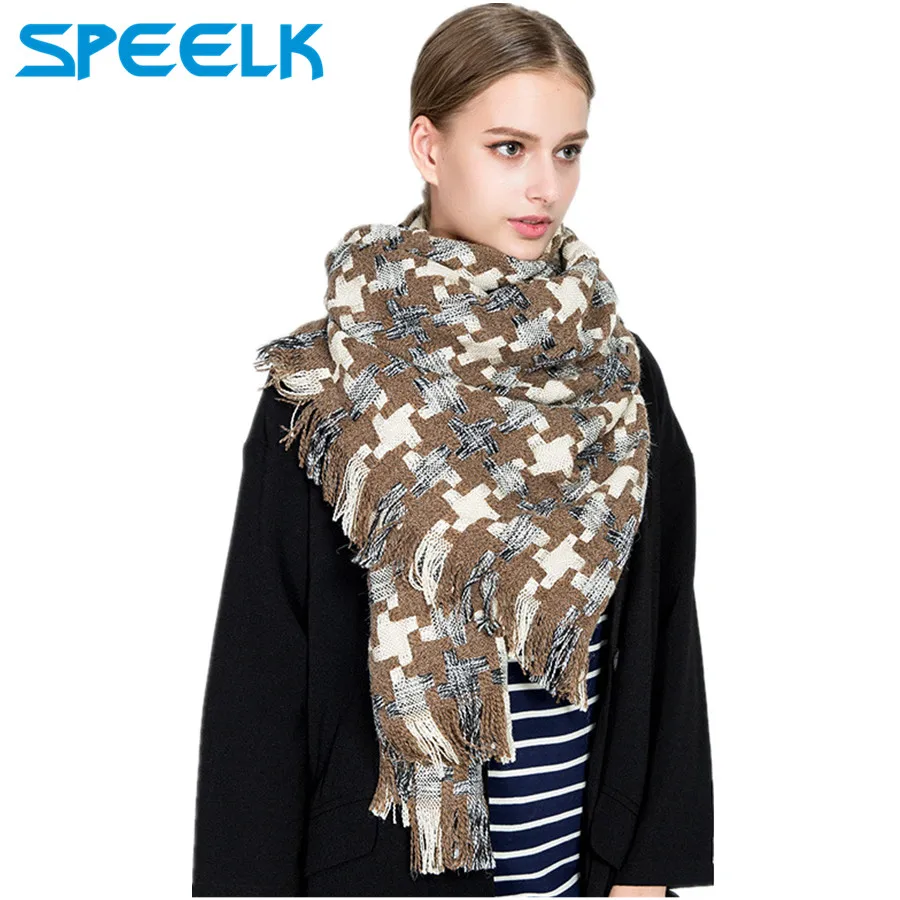 

High Quality Cashmere Scarf Women Houndstooth Scarves Lady Color matching Men Shawls And Wraps Winter Collar Bib scarf