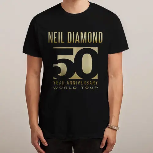 Neil Diamond 50th Юбилей черная футболка рубашки Tee S-3XL Для Мужчин's Повседневное летняя