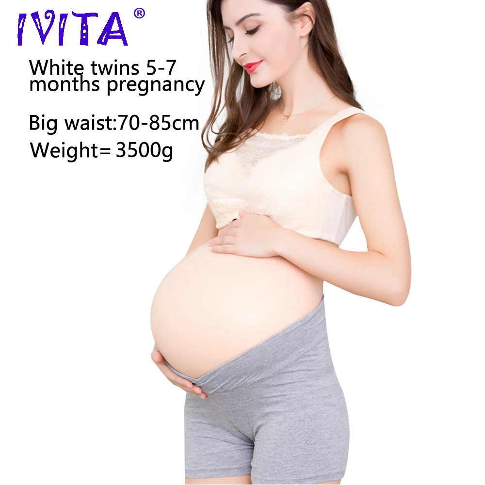IVITA 100% искусственный силиконовый белый живот для беременных реалистичный желе