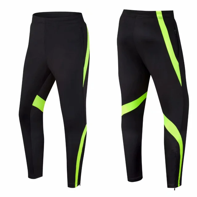 Дышащие мужские футбольные тренировочные штаны, спортивные штаны для бега, фитнеса, пешего туризма, тенниса, баскетбола, футбола, бега, спортивные штаны, обтягивающие ноги - Цвет: black green