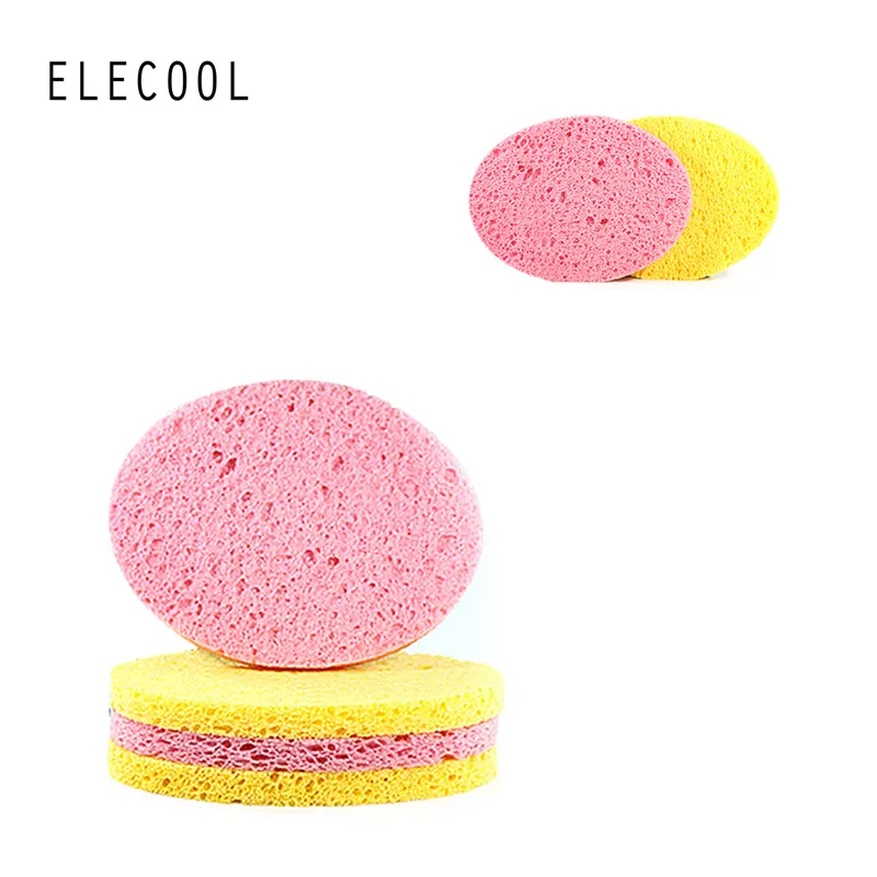 

ELECOOL 2pcs Ellipse/Circle Puff Natural Wood Pulp Seaweed Cleanser Washing Face Sponge Face Clean Wash Puff Makeup Tool