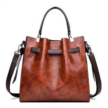 

Hot Sale Genuine Leather Women's Handbags Vintage Ladies Shoulder Crossbody Bags For Women Bucket Bag Bolsas Feminina