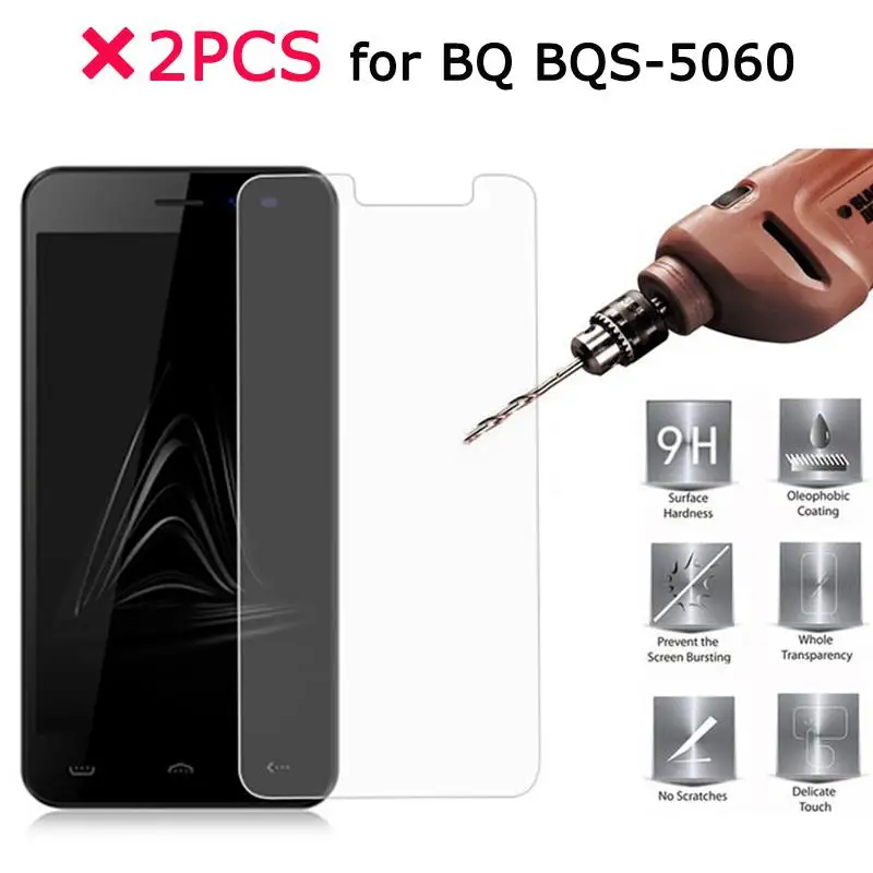 

2PCS Nano-coated Tempered Glass Film For BQ BQS-5060 Slim Screen Protector Protective Mobile Phone Glass Film Case For BQ 5060