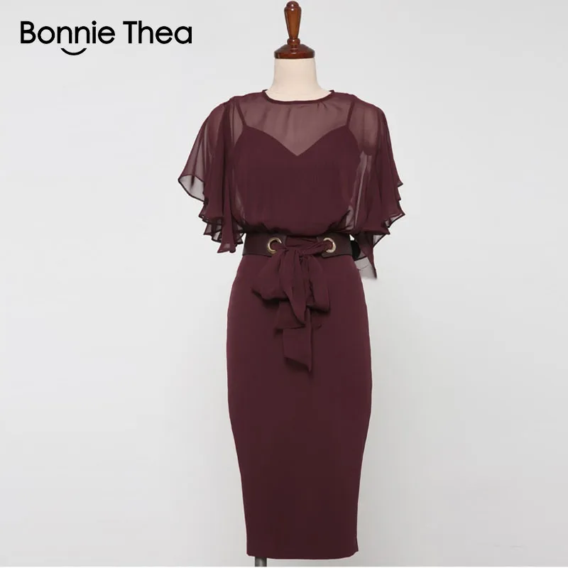 Женское платье Bonnie Thea повседневное облегающее из шифона для офиса и вечеринки на