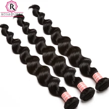 Brazilian Virgin Hair Loose Wave Human Hair Weave Bundle Natural Black Color 1 Piece Hair Extension Rosa Queen Hair Products