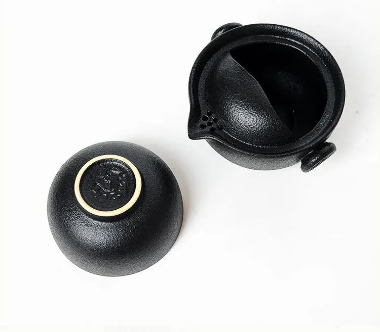 Тайваньский черно-гончарный Быстрый с чашки Удобный горшок из двух чашек кунгфу онлайн черный дзен керамика Путешествия Чайный сервиз костюм