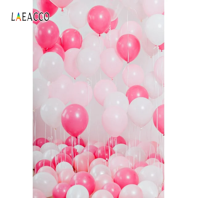 Laeacco Pink Backdrops Balloons Birthday Party Celebration Baby Child Portrait Photographic Backgrounds Photocall Photo Studio