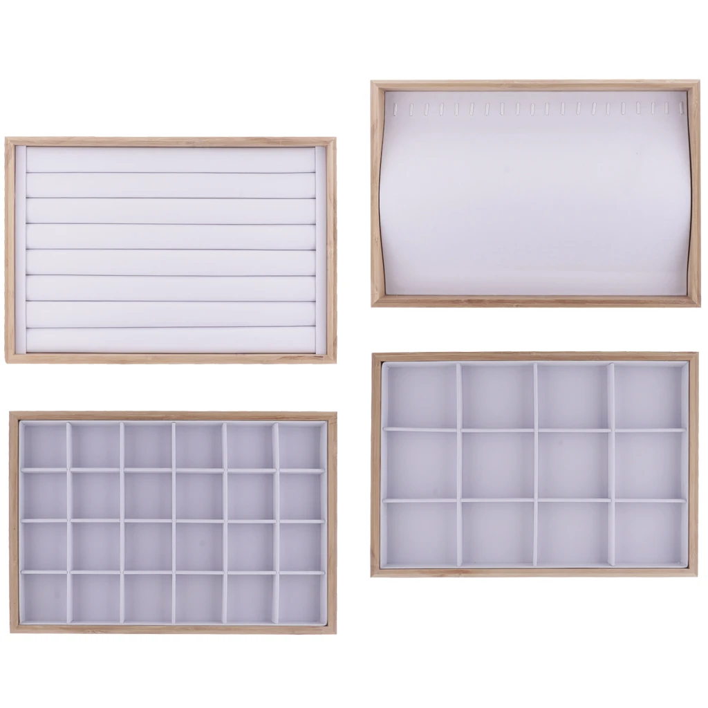 MagiDeal White PU Leather Interior Showcase Display Box Jewelry Storage Multi-purpose 35x24x3cm