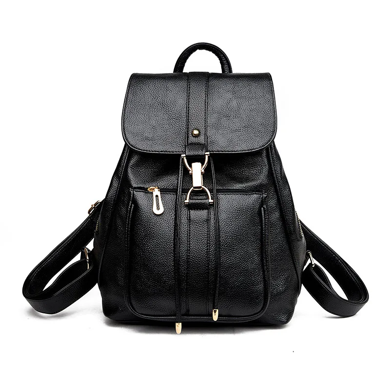 

New Luxury Women Leather Backpack School Bags For Teenagers Girl's Designer Travel Bag Vintage Women Backpacks Mochilas Escolar