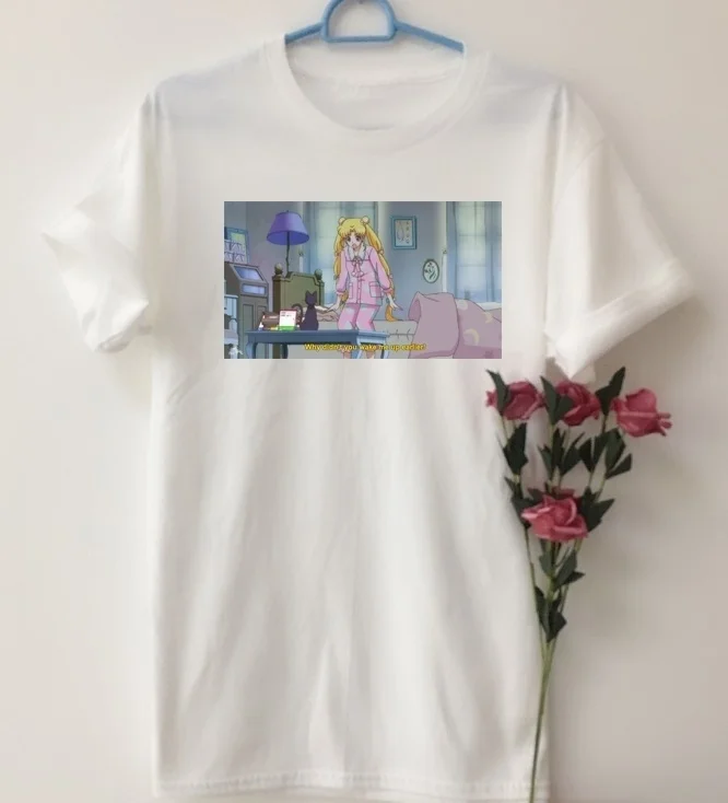 

hahayule YF Why Didnt You Wake Me Up Earlier Sailor Moon Girl Funny Printe T Shirt Women Cute Cartoon Tee Tops