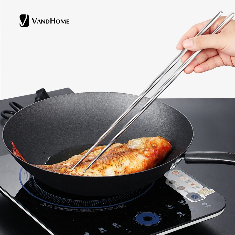 Китайские палочки для еды VandHome из нержавеющей стали 304 с длинной ручкой кухонные