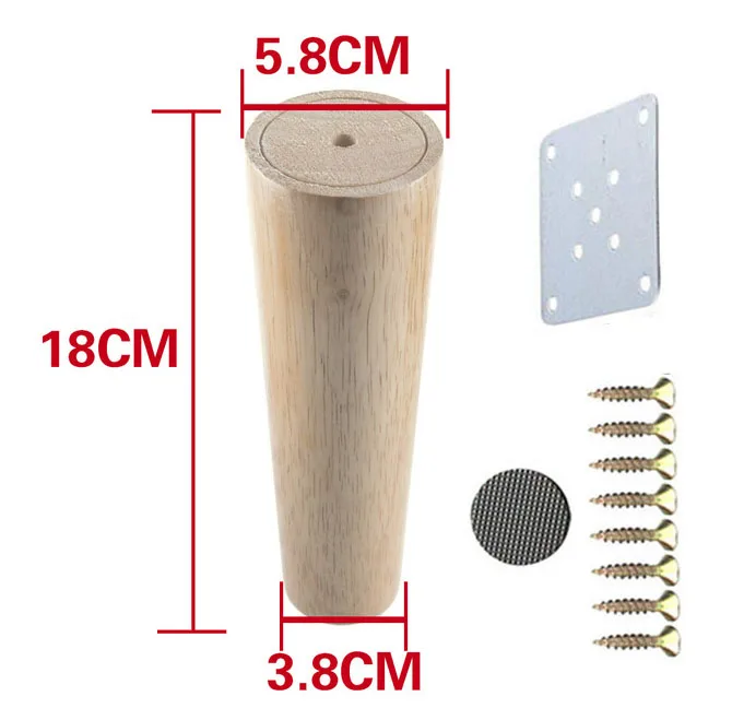 1 шт. Натуральные Твердые деревянные ножки для мебели в форме конуса деревянные ножки для шкафа - Цвет: 5.8X3.8X18