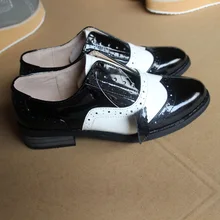 Черные и белые женские туфли-оксфорды ручной работы из натуральной кожи на плоской подошве со шнуровкой обувь маленьких размеров Большие размеры 33-45; chaussure