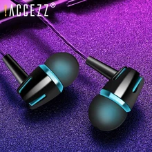 !ACCEZZ 3.5mm Jack Earphone In-Ear Sport Earbuds Bass Stereo Headset With Mic For iPhone 6s 6 5s Xiaomi Samsung Huawei Earphones venture electronics earphones ve monk plus earbud super bass in ear earphone sport earphone for iphone 6s auriculare headset