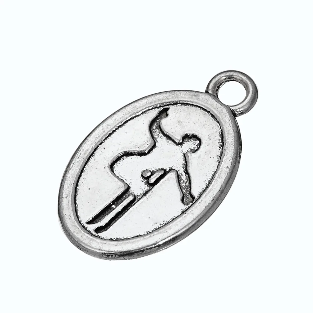 بلدي شكل 30 pcs التبتية الفضة مطلي الرياضية التزلج البيضاوي سحر مجوهرات