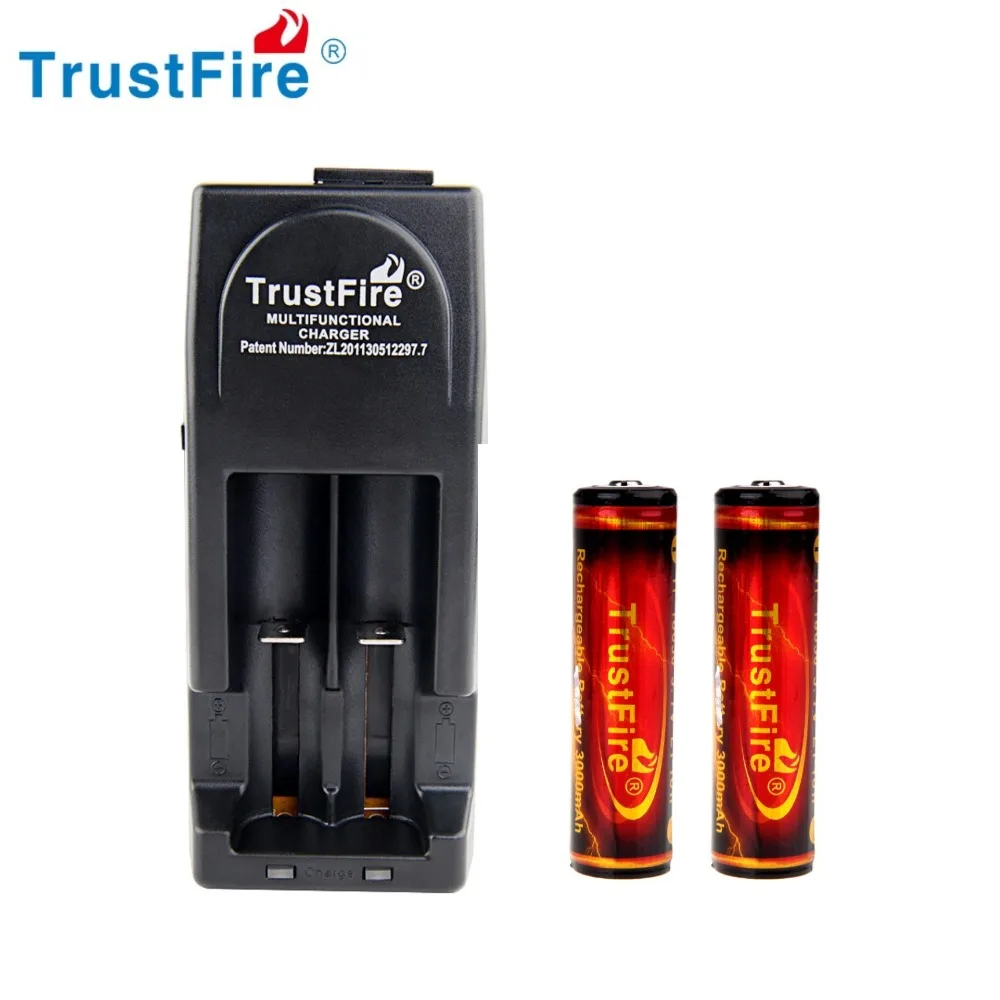 2 шт. TrustFire 100% оригинал 18650 Батарея 3,7 в 3000 мАч PCB аккумуляторы с TrustFire TR-001 ЕС зарядное устройство