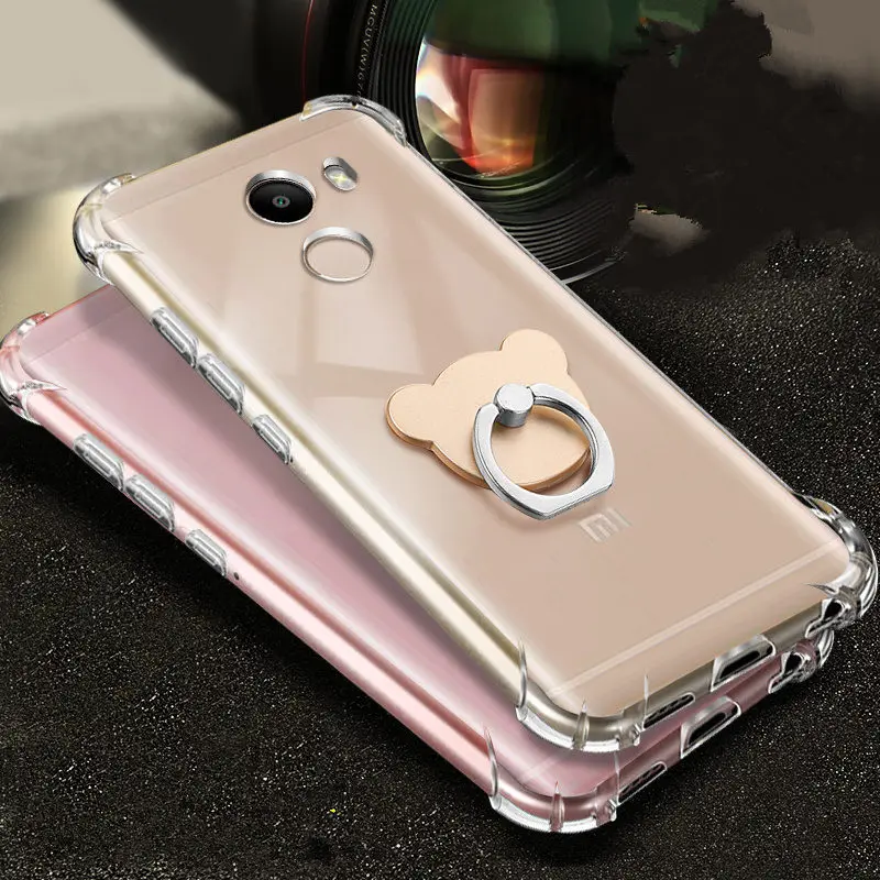Mi 8 se 5 5s 6 plus 5c Anti-knock Ring Holder Transparent Soft TPU Phone Case for Xiaomi Redmi Plus pro 6a 5a S2 Cover Capa |