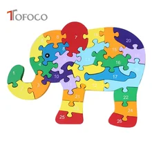 TOFOCO дети милые красочные деревянный животные пазл ранние образовательные головоломки слон Улитка змея жираф игрушка пазлы с цифрами
