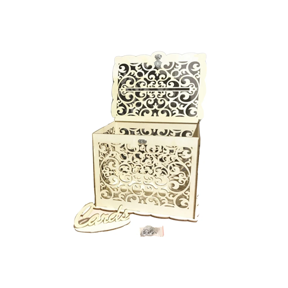 DIY деревянный узел коробка для свадебных карт с замком заселение Свадебная коробка для хранения поздравительных открыток подарки наличные письма размещение Быстрая