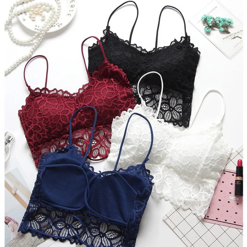  Lingerie Woman Intimates Embroidery Solid Colour Padded Push-up Bra Sexy Floral Lace BH Bras for Wo