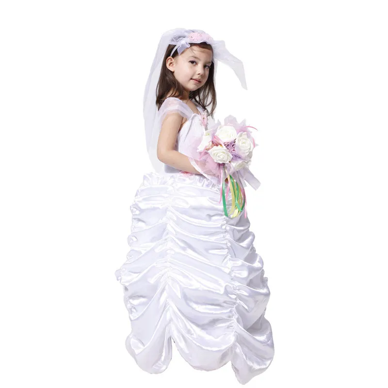 2015 Free shipping Halloween dress for girls Wedding bride costume for