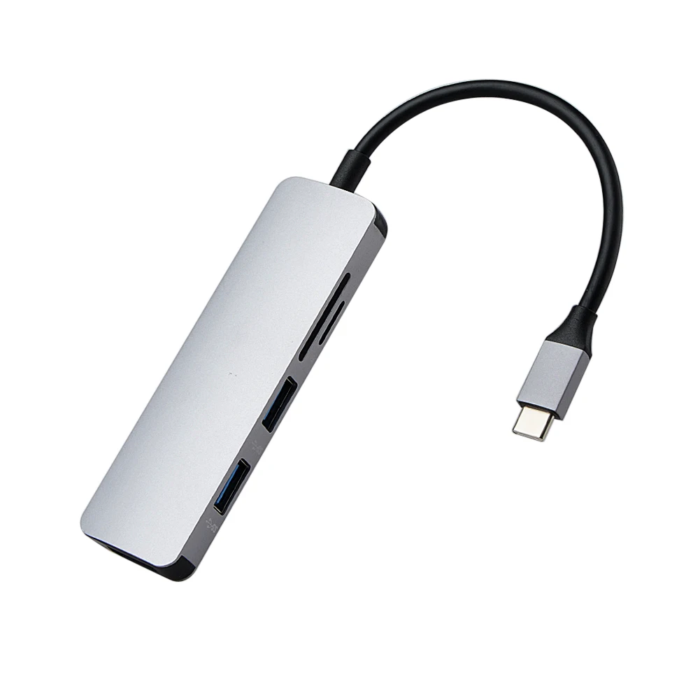 Алюминий 5 в 1 USB-C USB C концентратор тип-c до 4K HDMI 2 порта USB 3,0 концентратор SD/TF кард-ридер для MacBook type C концентратор адаптер