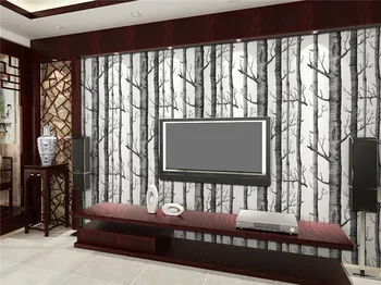 

3D Black White Birch Tree Wallpaper for Bedroom Modern Design Living Room Wall Paper Roll Rustic Forest Woods Wallpapers