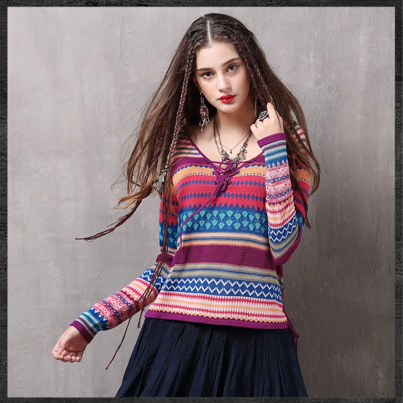 New Women's vintage sweater fashionable elegant Autumn winter floral