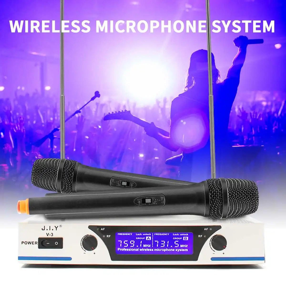 المهنية 2 قناة VHF اللاسلكي المزدوج اللاسلكية المحمولة ميكروفون استقبال للمنزل KTV حزب ميكروفون الكاريوكي نظام