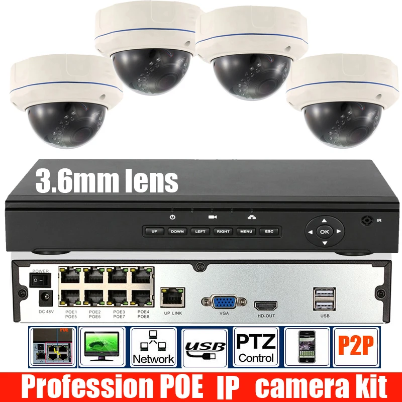 H.265 POE NVR Video Surveillance Camera System 2MP 4MP HD Network IP Weatherproof Vandalproof CCTV | Безопасность и защита