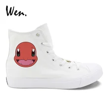 Вэнь обувь белые парусиновые высокие Аниме Дизайн Покемон чармандер обувь для косплея обувь для мальчиков и девочек кроссовки для подростков плимсоллы на плоской подошве Zapatos