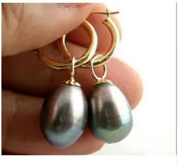 

VERY BEAUTIFUL A PAIR 11-14MM SOUTH SEA BLACK PEARL EARRING